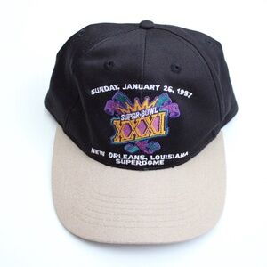 Vintage Super Bowl XXXI 31 New Orleans Miller Draft Black/Tan Adjustable Hat